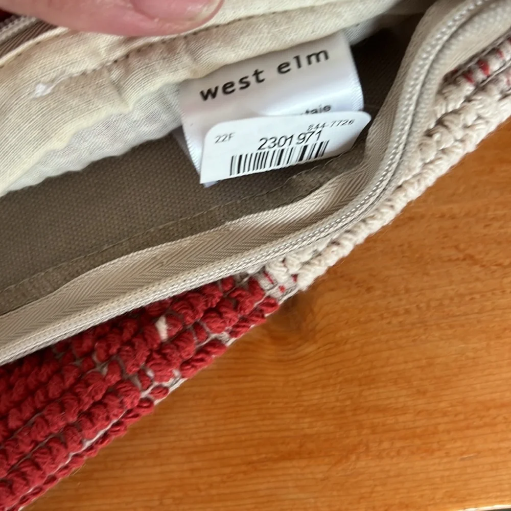 2 NWT West Elm lumbar pillow covers in cream & rust color. Both 14” x 36”